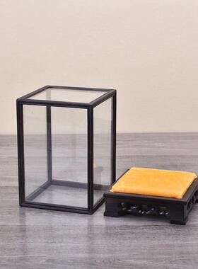 红木古董观音佛像奇玉石摆件防尘罩子底座宝笼玻璃罩展示盒柜定制