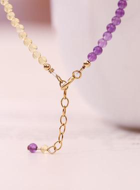 极细天然乌拉圭紫水晶手链女招财转运珠黄水晶金榜题名逢考必过