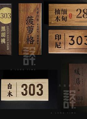 木牌定制别墅民宿个性门牌号码牌营业门口挂牌庭院入户黑胡桃招牌