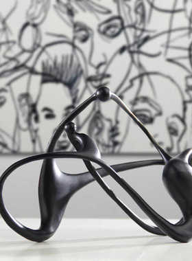 现代简约抽象艺术品摆件样板房售楼处家居玄关桌面电视柜书架装饰