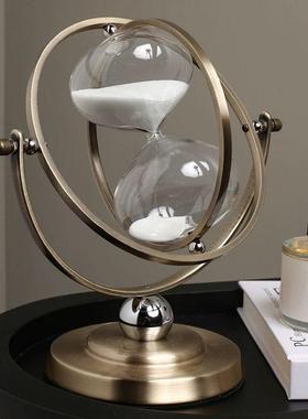 覆古轻奢旋转式沙漏自动翻转高档办公室书柜酒柜书房艺术摆件高级