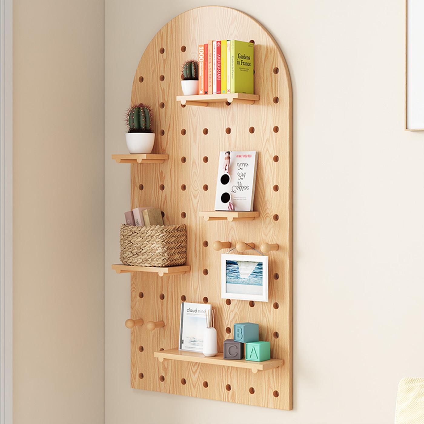 Solid wood hole board custom wall rack decorative partition rack storage shelf wooden bookshelf wall partition