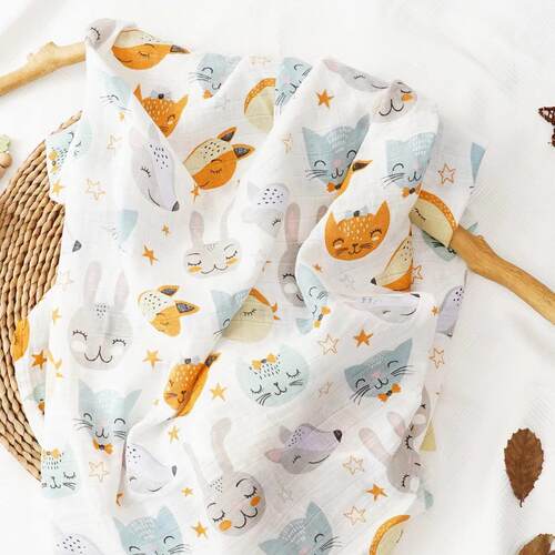 1PCS Baby Muslin Swaddle 120*110cm 100% Cotton Soft Baby Bla - 图3