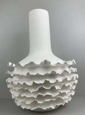 现简约白色手工陶瓷花器摆件艺术设计家居软装客厅桌面酒店样板