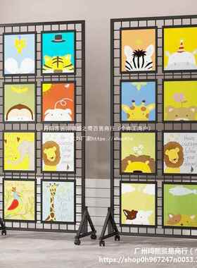 铁艺网格展示架货架铁网格网架幼儿园作品置物架铁丝网收纳网格架