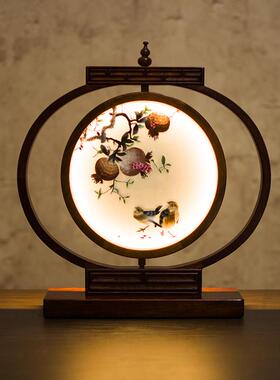 刺绣摆件成品创意苏绣台灯屏风中式摆台双面绣台屏装饰礼品送老外