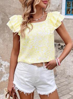 Plus Size Women's Floral Shirt Fitted Woven Blouse for All