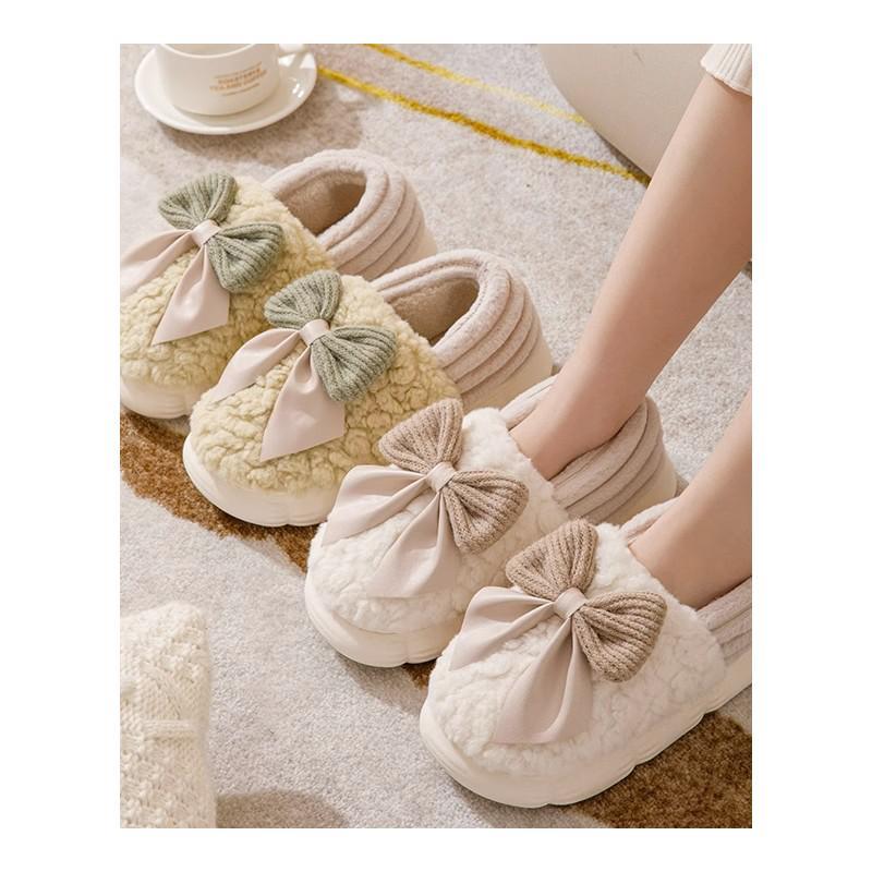 日本棉拖鞋女秋冬季厚底包跟室内家居踩屎感保暖毛毛绒棉鞋 - 图3