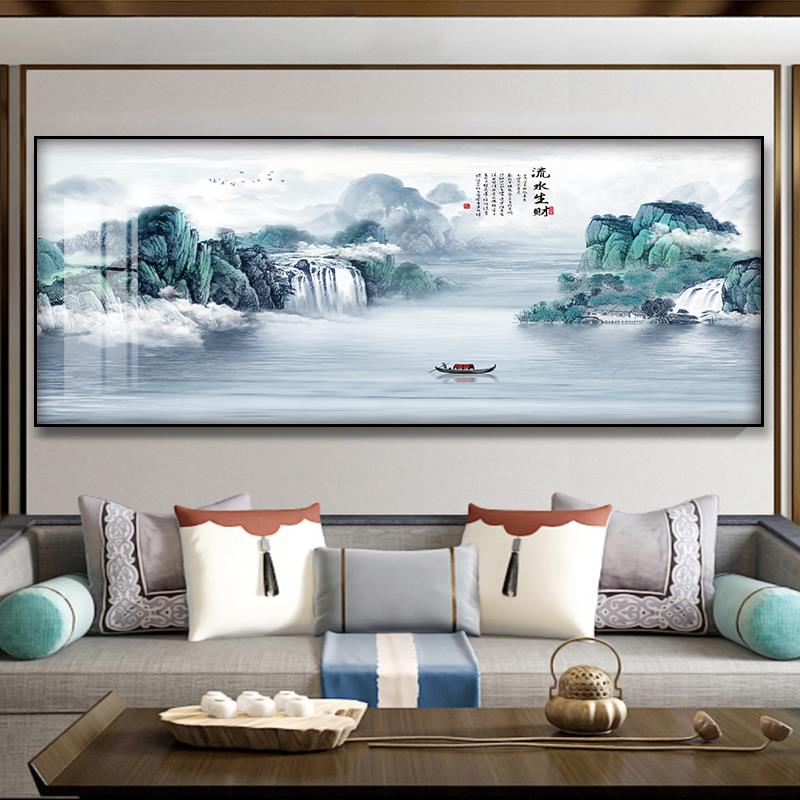 网红发鸿运头山水当画装饰办公室水厅沙背景墙客挂画国画画挂风招 - 图1