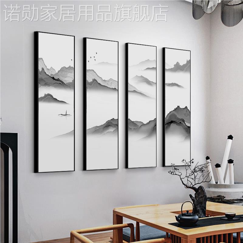 新款新中式禅意水墨画装饰画客厅沙发背景墙挂画餐厅茶室山水风景 - 图1