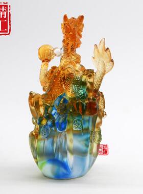 琉璃金龙送福古法琉璃工艺品礼品摆件商务礼品公司开业周年纪念品