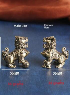 铜门型狮子（一对）大门桌面铜饰品镇屋小狮子家装财富饰品