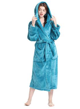 Super Soft Gray Plush Hooded Women's Robe