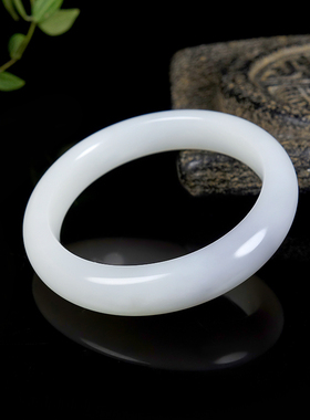 古风新款天然和田玉【圆圆满满】女士高贵典雅玉手镯47.92g