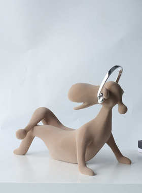 现代简约卡通树脂植绒摆件客厅电视柜儿童房装饰雕塑潮玩软装饰品