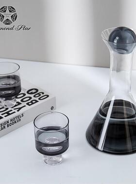 灰色威士忌杯壶玻璃酒具套装现代餐厅酒柜软装酒壶洒杯