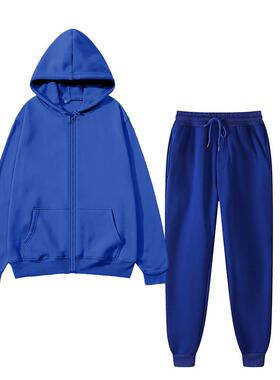Men's and women's sportswear set, warm hooded cardigan
