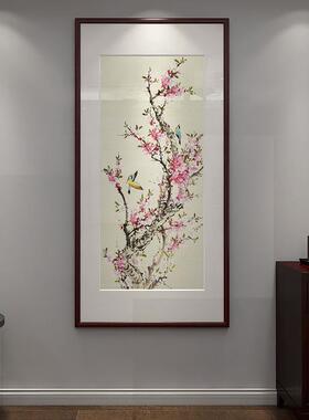网红新式玄关装饰画喜上眉壁梢款挂画走竖廊过道墙楼画中梯间花鸟