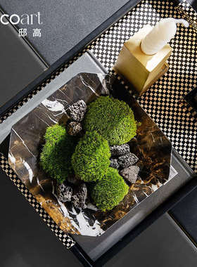 现代轻奢酒店样板间客厅餐厅桌面摆件琥珀色玻璃花瓶搭配组合套装