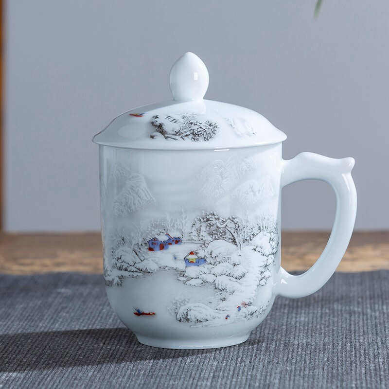 九楼阁景德镇青花陶瓷釉中彩办公茶杯粉彩陶瓷水杯高白会议杯,淘宝优惠券,粉丝福利购,淘宝优惠卷