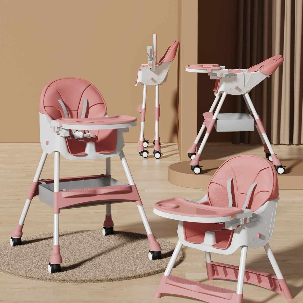 Baby dining chair multifunctional adjustable children's table and chair reclining seat foldable portable home dining table and chair