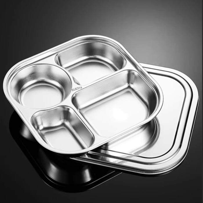 316不锈钢快餐盘分格打饭盘大人三格四格食堂学校学生304饭盒带盖,淘宝优惠券,粉丝福利购,淘宝优惠卷