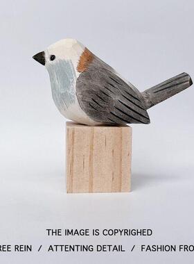 小肥啾！木雕小鸟手工实木桌面小摆件创意治愈系生日礼物女送人