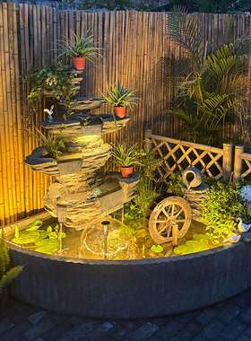 户外假山流水喷泉摆件水泵庭院花园循环水院子鱼池造景装饰景观