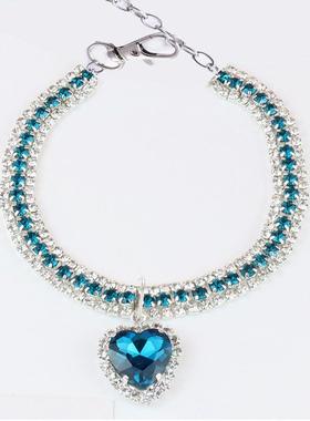 跨境爱心水滴水钻猫咪项圈宠物狗狗脖子饰品项链脖圈猫宝石项链