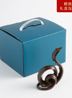 蛇摆件紫黄铜工艺品12生肖卡通可爱新年吉祥物汽车玄关装饰品礼品