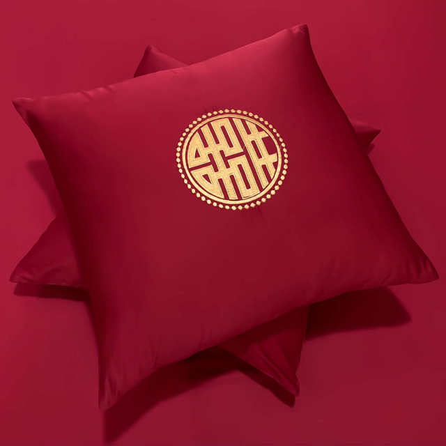 Sweet Korean wedding cotton bedding four-piece set wedding red women's dowry sheets bedding covers eight-piece set