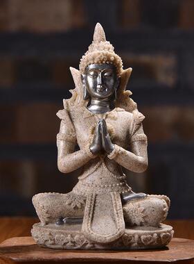 新款直销供应雕塑砂岩小坐佛树脂工艺品 创意家居装饰摆件礼品