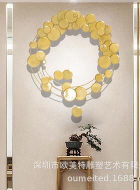 金属圆形酒店样板房室内玄关大堂艺术品壁挂走廊过道大型挂件装饰