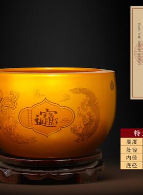 正品景德镇陶瓷聚盆摆件聚财客饰厅进玄关鱼缸装招财宝乔宝迁开