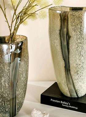 美式加琉璃大花瓶创意干花花培插24235花器家居样板房混装饰品彩