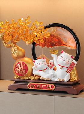 发礼财1083葫芦树葫芦流沙画招财猫摆件开物店铺装饰品客礼厅业乔