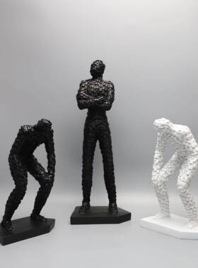 直销新款现代简约创意树脂马赛克人物摆件办公室样板间家居客厅桌