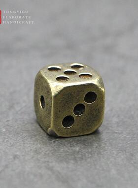 个性纯铜骰子酒吧夜店把玩实用黄铜圆角色子配饰工艺品转运礼物