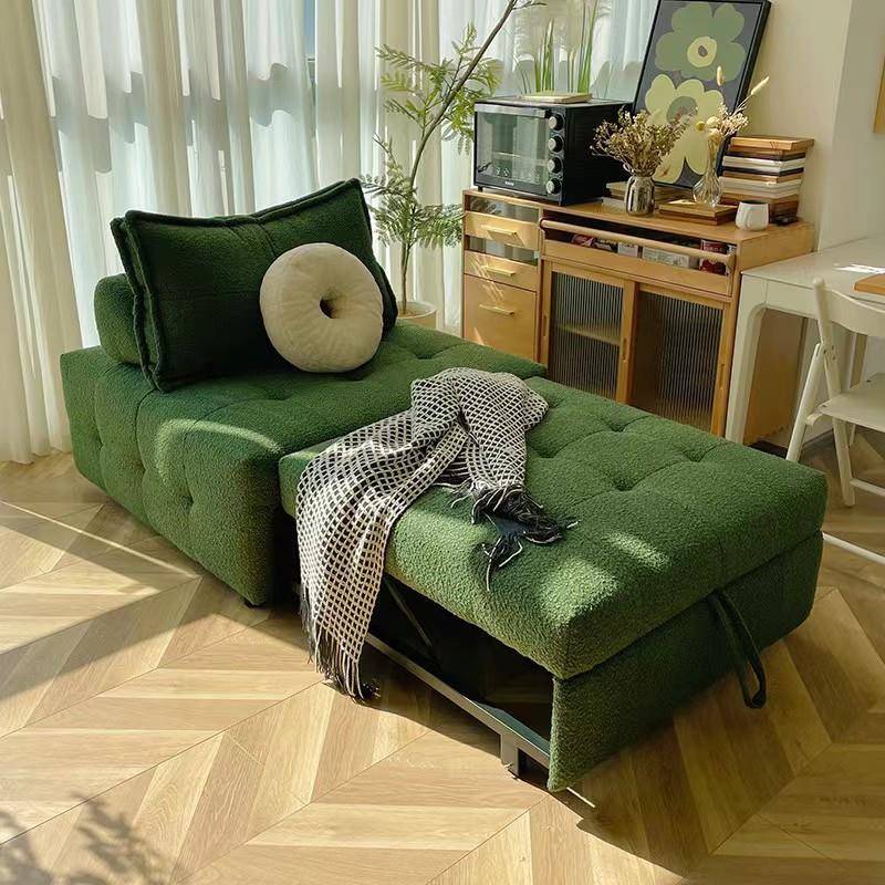 Puff pull-out sofa bed | Small-sized fabric sofa living room dual-purpose foldable retractable single sofa bed