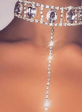 Jewelry long gem neck necklace dress accessories fashion dia