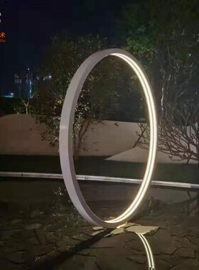 简约户外锈不钢圆不锈钢圆圈景酒观水景雕林塑公园园商场店创意艺