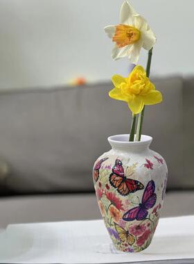 3D立体拼图花积木摆件居家装饰品青花瓷花客厅公桌插花摆件