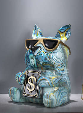 彩色法斗狗纸巾盒客厅个性高档餐厅装饰摆件茶几桌面斗牛犬抽纸盒