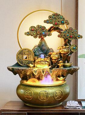 招财风水轮流水摆件循环水风车前台桌面装饰品聚宝盆店铺开业礼品