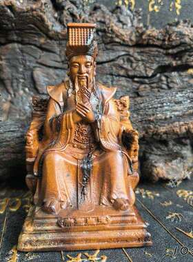 玉帝王母摆件坐龙椅玉皇大帝王母娘娘神像一对家用枣木摆件