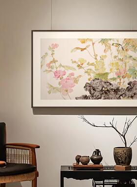 新中式卧室书房荷花装饰画酒店餐厅花鸟背景挂画客厅艺术美学壁画