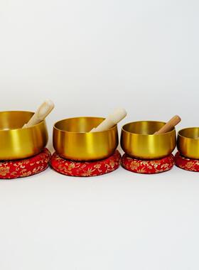 佛堂用品颂钵铜庆日式铜罄法器佛具铜磬黄铜光身化缘钵冥想佛音碗