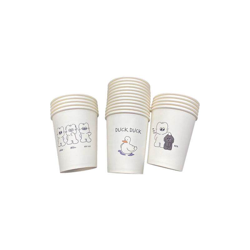 ins风一次性杯子加厚商用办公室卡通图案纸杯家用豆浆杯笑脸水杯 - 图3