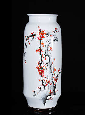 陶瓷复古景德镇粉彩梅花家居陶瓷瓶工艺品中式花瓶批发花瓶冬瓜