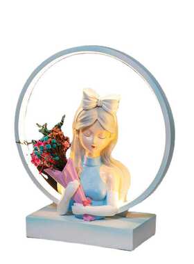 北欧创意女孩摆件客厅电视柜床头柜装饰品乔迁新居生日灯结婚